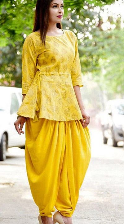 Short Frock Style Tunic With Semi Patiala Dhoti Salwar