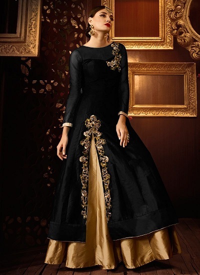 Stylish Black And Gold Salwar Suit For Parties
