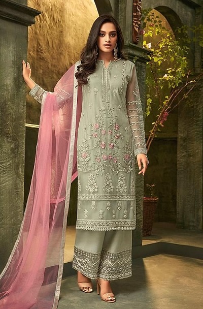 Stylish Net pink colored net salwar suit for festivals