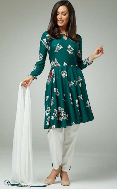Stylish Printed Cotton Frock Suit With Trouser