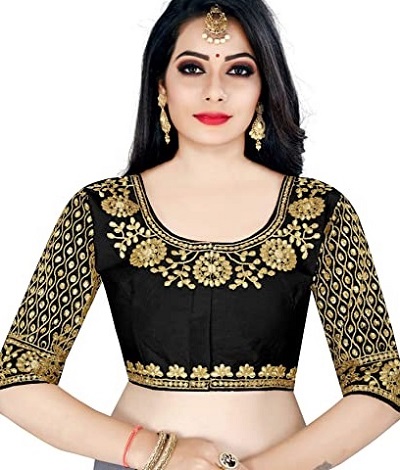 Stylish black art Silk heavy embroidered blouse design