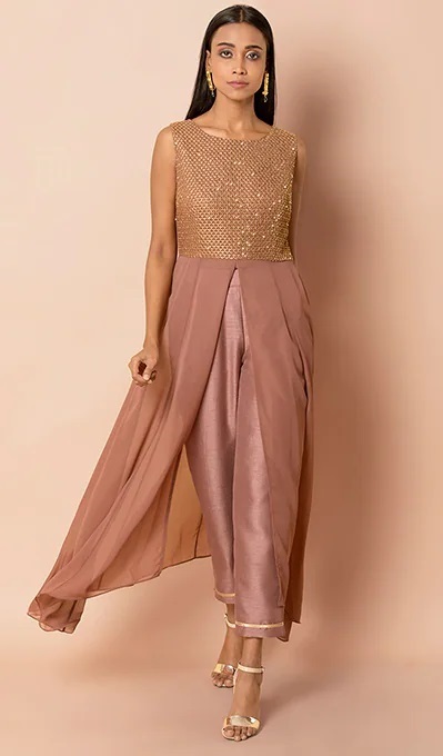 Stylish blush pink trouser set for parties