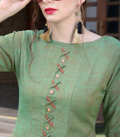 Stylish boat shape Kurti neckline pattern