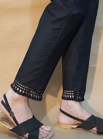 Black designed ankle length Pants for women