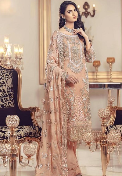 Bridal Net Punjabi Salwar Suit With Heavy Dupatta Design