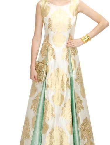 Brocade double slit A line kurta with Silk skirt