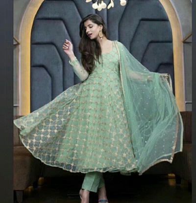 designer Net Anarkali suit with trouser