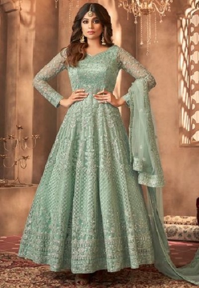 Frock Style Indian Gown Dress In Net Fabric