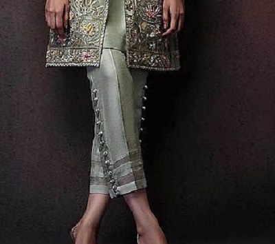 Party wear Steel grey colored embellished pant for kurta and suit