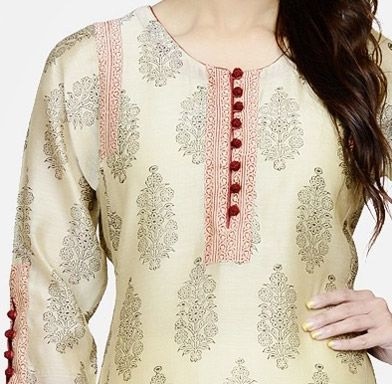 Round piping neckline with potli Button placket