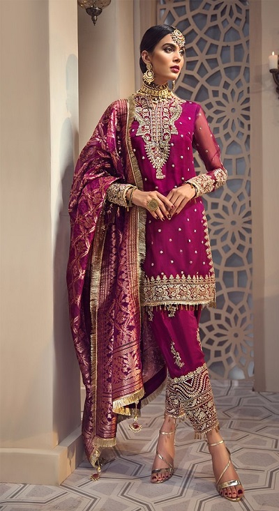 Ruby Red Designer Heavy Embroidered Wedding Anarkali Suit | Saira's Boutique-bdsngoinhaviet.com.vn