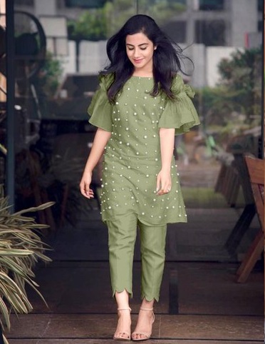 Stylish scalloped design trouser pants for women for kurti