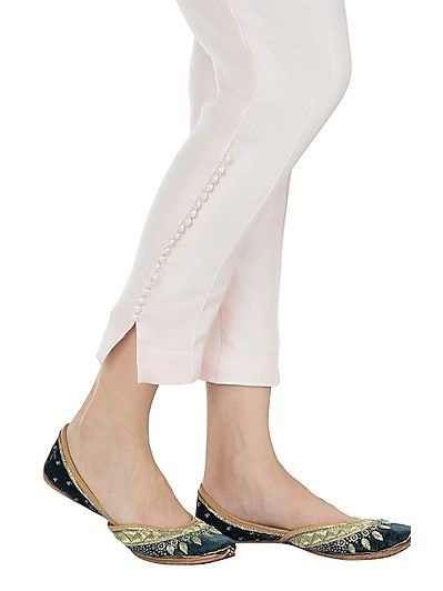 Stylish white button trouser pants for kurti