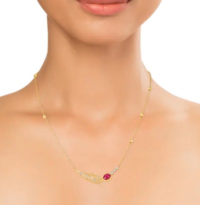 Thin Gold Chain With Stone Work Design
