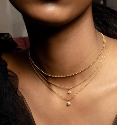 Three Layered Simple Chain Style Necklace For Office