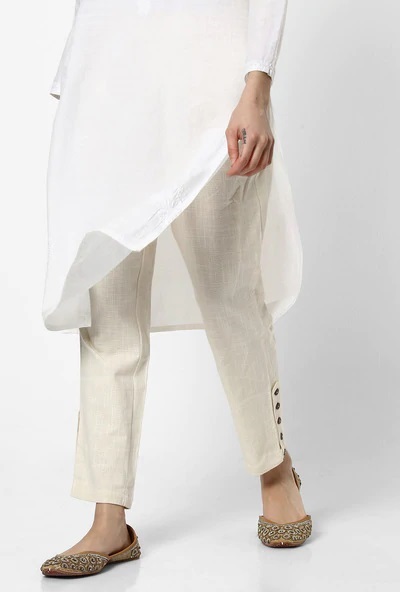 White designer pant for kurtas and suits