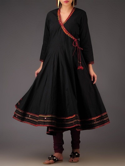 Black angrakha kurta dress