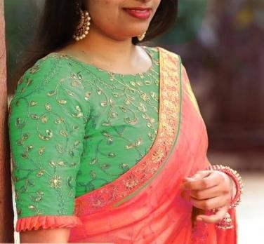 Party wear Pattu silk saree blouse with sleeves