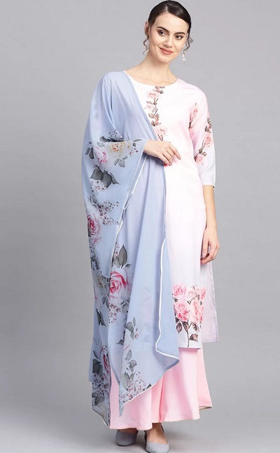 Printed Kurta Palazzo With Dupatta Set For Women