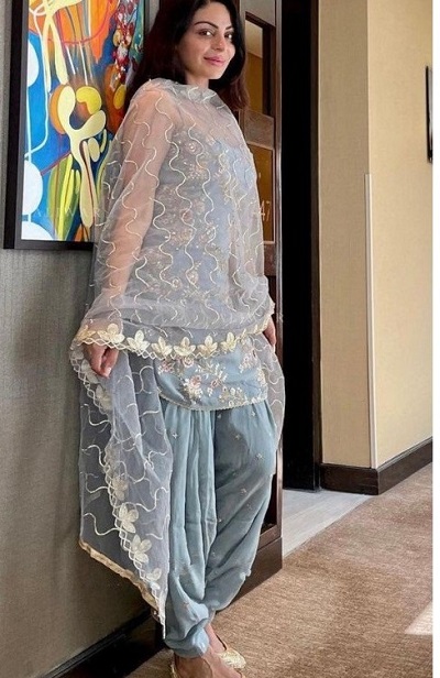 Punjabi suit with net heavy dupatta