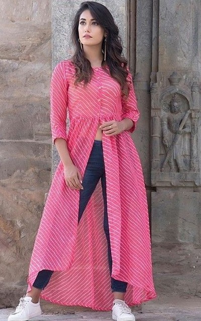 Stylish Long Centre Slit Kurti Jeans Pattern For College