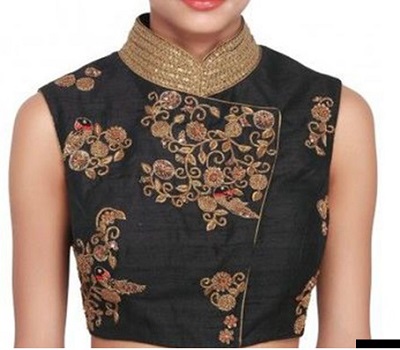 Stylish collar Angrakha style wrap blouse pattern