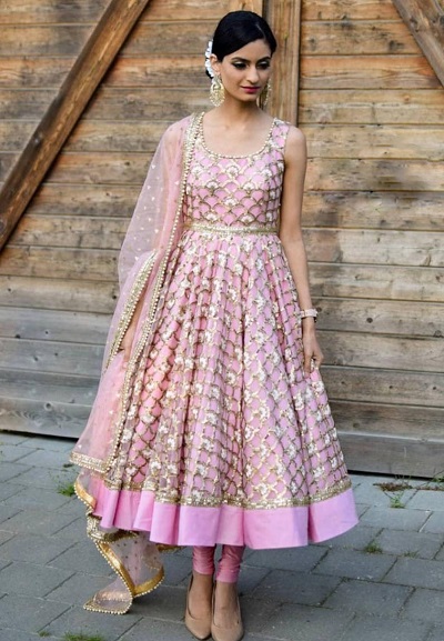 Heavily embellished short Anarkali kurta for weddings