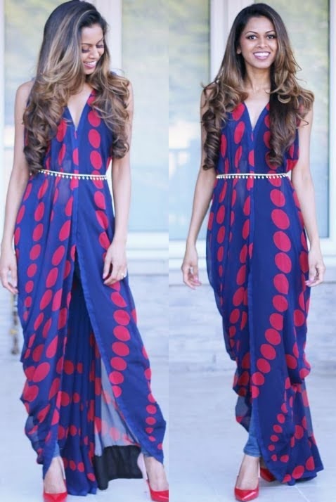Dress style of Indo Western saree draping