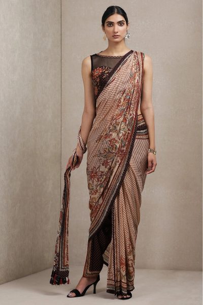 Indo Western pant style saree draping method