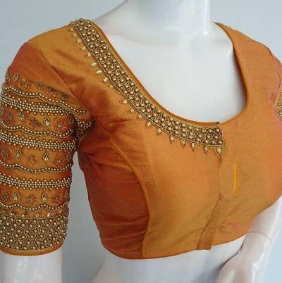 Designer golden heavy embellished blouse pattern