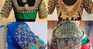 Bridal heavy stone work blouse pattern for silk sarees