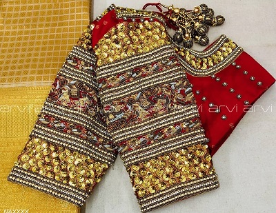 Red aari blouse pattern