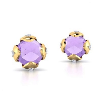Beautiful Purple Stone Stud Earrings For Ladies