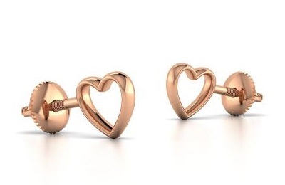 Beautiful Rose Gold Coloured Heart Earrings For Ladies