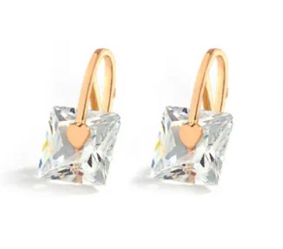 Designer Square Diamond And Gold Earrings For Women