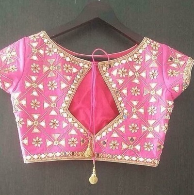 Embroidered Saree Blouse Back Bow Design