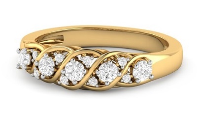 Golden Diamond Ring For Ladies