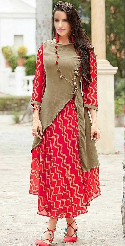 Jacket Inspired Flared Kurti Pattern For Office