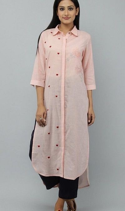 Shirt Inspired Formal Office Wear Kurti Pattern For Women