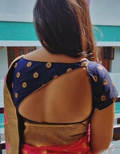 Uneven Asymmetrical Back Cut Saree Blouse Sarees