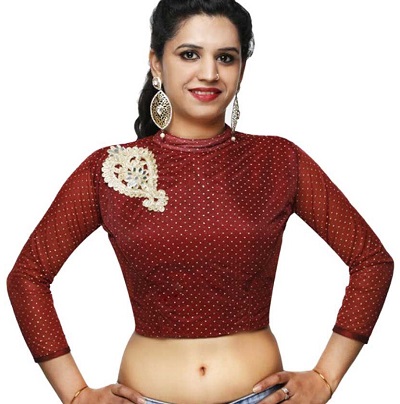 Full sleeves Embroidered maroon blouse