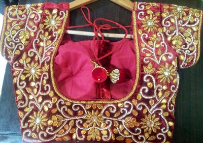 Maroon bridal heavy embroidered blouse