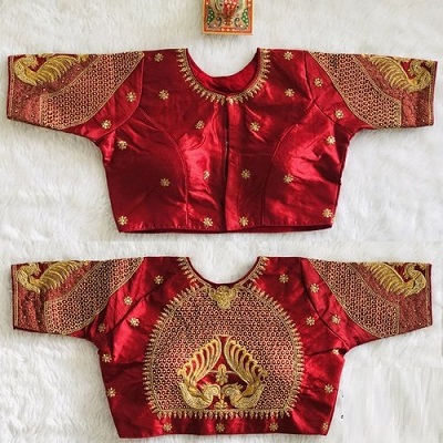 Silk Embroidered work blouse pattern