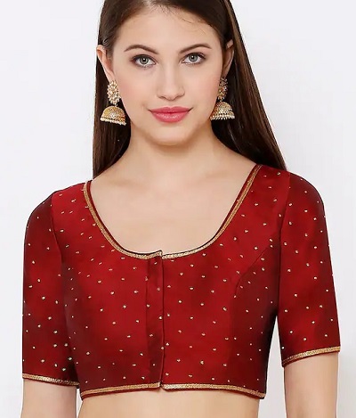 Simple silk maroon blouse design