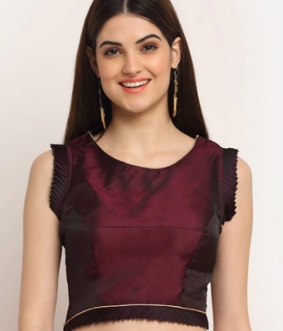 Stylish pleated design maroon blouse
