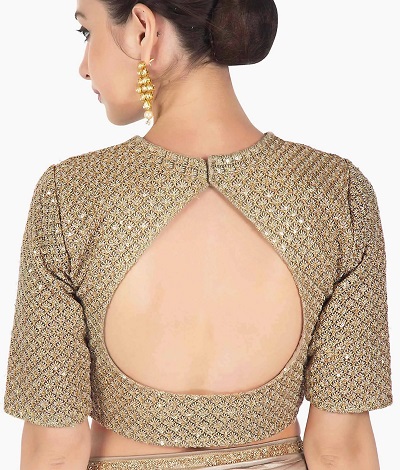Back round cut neckline Golden blouse