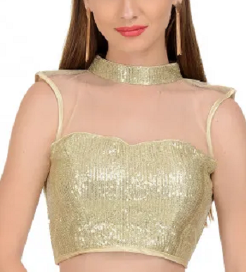 Collared Golden party wear blouse