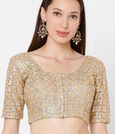 Golden and silver double colored blouse design