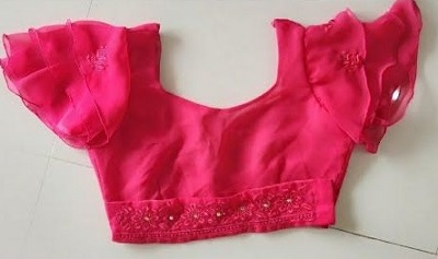 Pink frill blouse design
