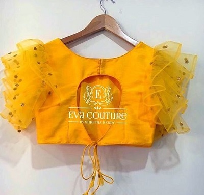 Yellow stylish frill blouse pattern